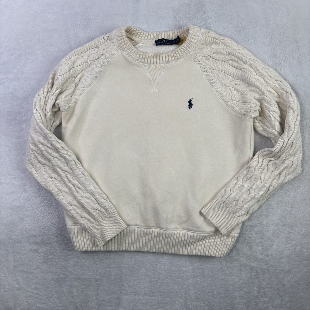 Polo Ralph Lauren Beige Pullover Cable Knit Long Sleeve Sweater Women's Medium
